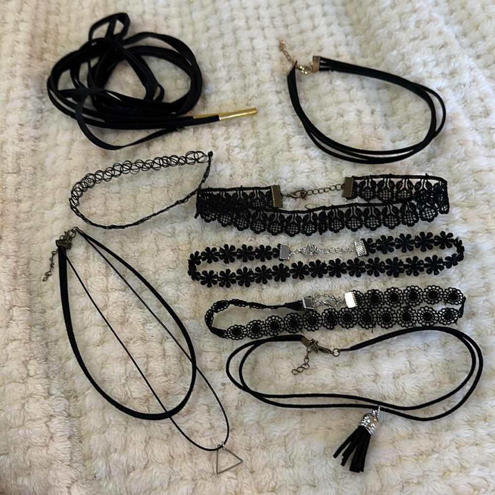 Black Choker Necklace LOT